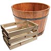 Wooden Displays, Crates, Barrels